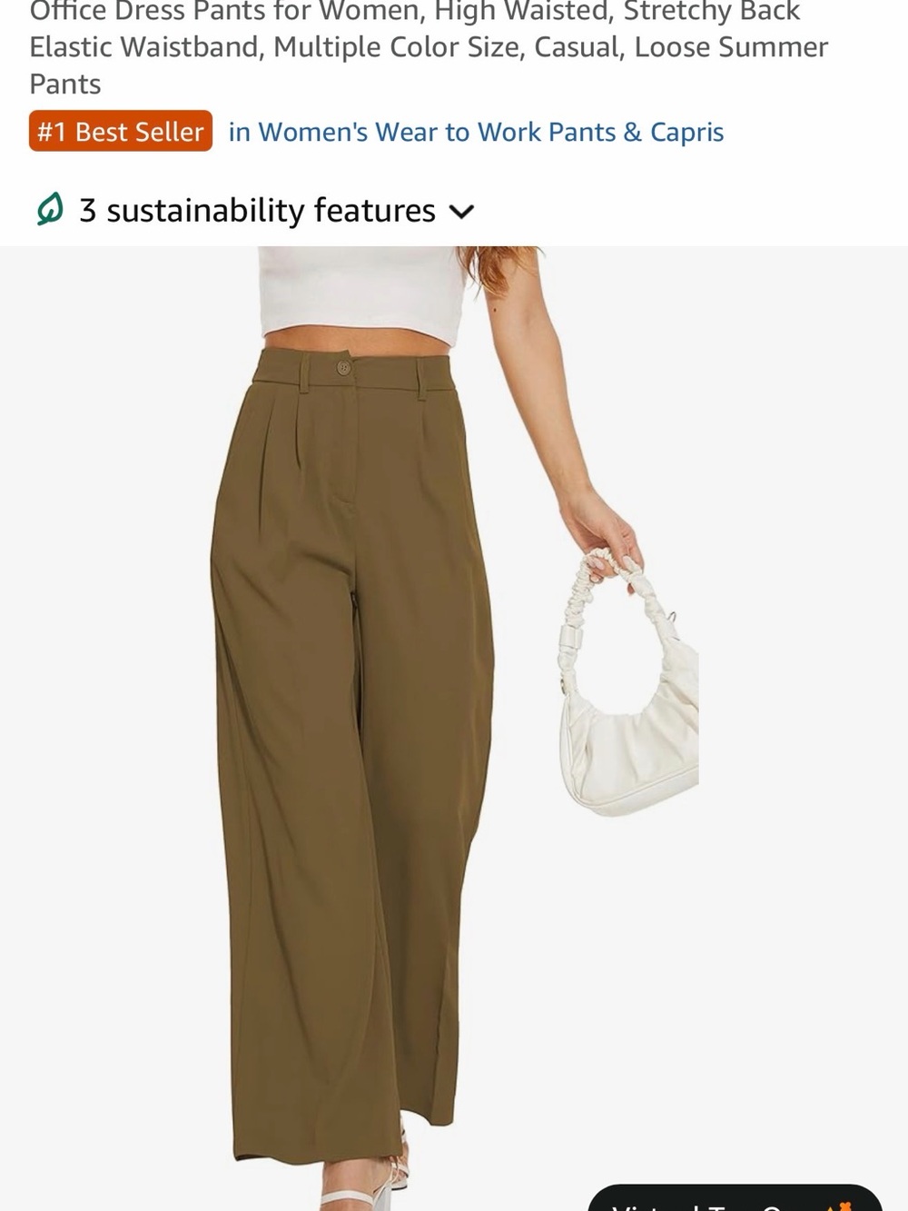 High-Waist Wide-Leg Pants in Olive for Women